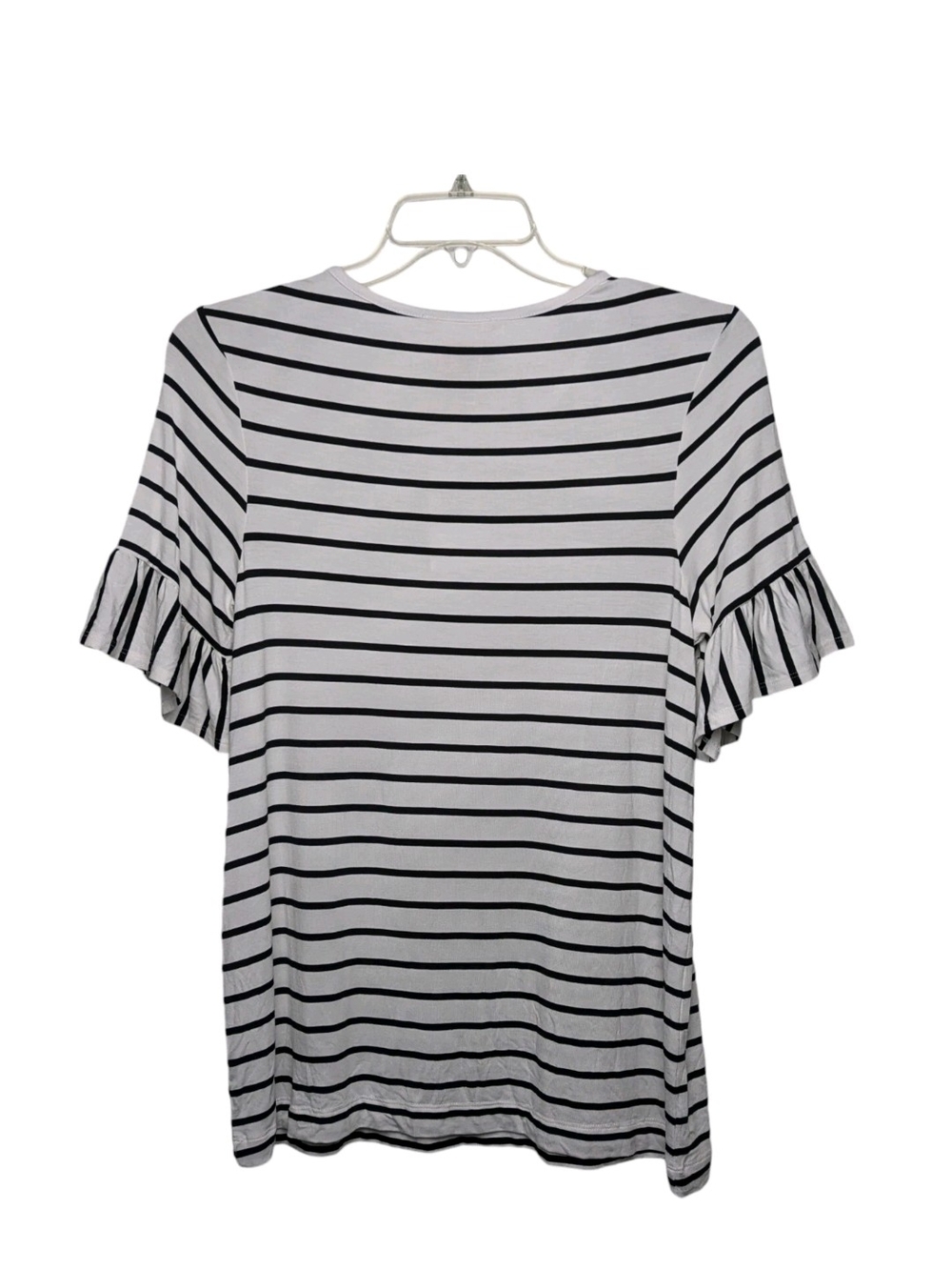 Philosophy Black and White Striped Ruffle Sleeve Tee - Picture 6 of 6